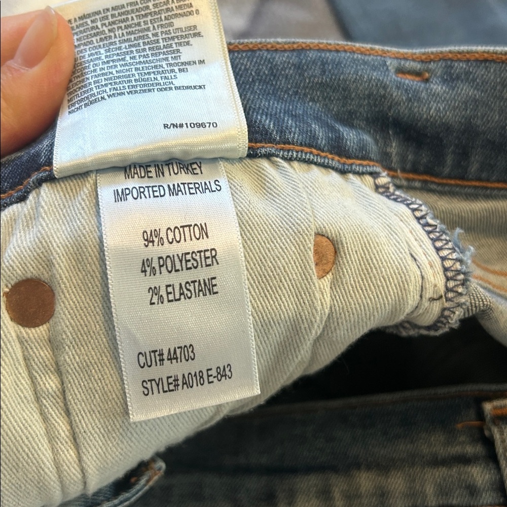 AGOLDE High Rise Ripped Dark Blue Jeans - Picture 7 of 8